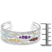 将图片加载到图库查看器,4.82 Carat Genuine Multi Stones .925 Sterling Silver Cuff Bangle