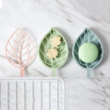 Load image into Gallery viewer, Bathroom Accessories Dish Plate Case Home Shower Leaf Shape Holder Container Soap Box Plastic Soap Box Dispenser Soap Rack Soap Dishes Leaf-Shaped Shower Soap Bar Holder With Draining Tray Fashionable Soap Dishes For Shower Kitchen