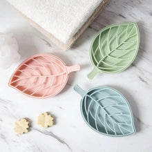 Load image into Gallery viewer, Bathroom Accessories Dish Plate Case Home Shower Leaf Shape Holder Container Soap Box Plastic Soap Box Dispenser Soap Rack Soap Dishes Leaf-Shaped Shower Soap Bar Holder With Draining Tray Fashionable Soap Dishes For Shower Kitchen