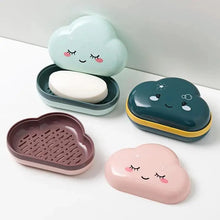 将图片加载到图库查看器,Bathroom Soap Dish Box Cute Cartoon Clouds Soap Holder Home Shower Travel Container Soap Tray Drainer Box Bathroom Accessories Soap Dish with Drain Soap Holder Soap Saver Easy Cleaning Dry Stop Soap