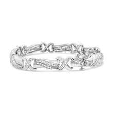 Load image into Gallery viewer, .925 Sterling Silver 1 3/4 Cttw Diamond Wave and X Link Tennis Bracelet (I-J Color, I3 Clarity) - 7"