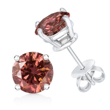 Load image into Gallery viewer, 14K White Gold 1.0 Cttw Round Brilliant Cut Lab Grown Pink Diamond 4-Prong Classic Solitaire Earrings (Pink Color, VVS2-VS1 Clarity)