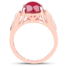 Load image into Gallery viewer, 14K Rose Gold Plated 4.71 Carat Genuine Glass Filled Ruby and White Topaz .925 Sterling Silver Ring