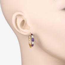 将图片加载到图库查看器,2.18 Carat Genuine Amethyst and White Topaz .925 Sterling Silver Earrings