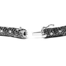 将图片加载到图库查看器,18K White Gold 20.0 Cttw Black and White Pave Set Diamond Eternity Snake Skin Style Tennis Bracelet (Black and G-H Color, SI1-SI2 Clarity) - Size 7"