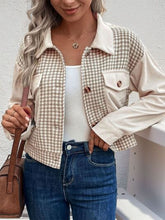 Load image into Gallery viewer, Women's Houndstooth Button-Up Long Sleeve Jacket β Chic & Pocketed Lightweight Outerwear
