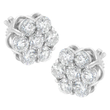 Load image into Gallery viewer, Sterling Silver 2 cttw Floral Composite 7 Stone Diamond Stud Earring (I-J, I1-I2)