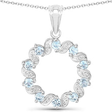 Load image into Gallery viewer, 1.10 Carat Genuine Aquamarine and White Topaz .925 Sterling Silver Pendant