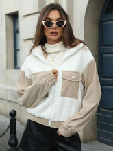 Load image into Gallery viewer, Modern White Contrast Zip-Up Long Sleeve Jacket Trendy & Lightweight Outerwear For Everyday Wear