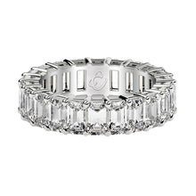 Load image into Gallery viewer, Emerald Cut Lab Grown Diamond Eternity Ring in 14k White Gold (4 cttw FG/VS2)