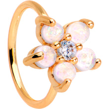 Load image into Gallery viewer, 5/16 White Faux Opal CZ Rose Gold IP Flower Seamless Circular Ring