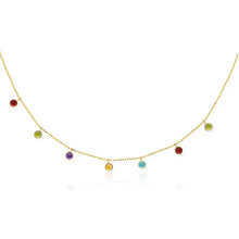 Load image into Gallery viewer, 14k Yellow Gold Cable Chain Necklace with Round Multi-Tone Charms