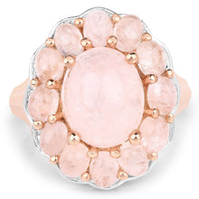 Load image into Gallery viewer, 14K Rose Gold Plated 6.76 Carat Genuine Morganite .925 Sterling Silver Ring