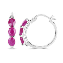 Load image into Gallery viewer, 1.81 Carat Genuine Ruby and White Diamond .925 Sterling Silver Earrings