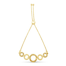 Load image into Gallery viewer, 10K Yellow Gold over .925 Sterling Silver Diamond Accented Graduated Infinity Open Circle 6â€-9†Adjustable Bolo Bracelet