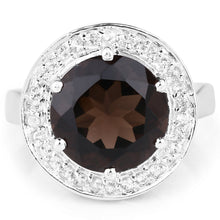 Load image into Gallery viewer, 4.52 Carat Genuine Smoky Quartz and White Topaz .925 Sterling Silver Ring