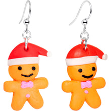 将图片加载到图库查看器,Silver Plated Holiday Gingerbread Santa Fishhook Earrings