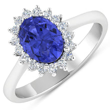 Load image into Gallery viewer, 1.92 Carat Genuine Tanzanite and White Diamond 14K White Gold Ring