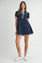 Load image into Gallery viewer, Ruffle Trimmed Collar Fine Knit Mini Dress For Women – Ruffle Mini Dress, Fine Knit Dress, Collar Dress, Feminine Mini Dress, Chic Knit Dress