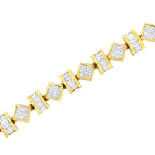 Load image into Gallery viewer, 14K Yellow Gold 7.50 Cttw Princess and Baguette Diamond Geometric Link Bracelet