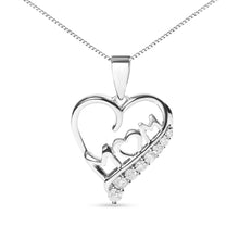 将图片加载到图库查看器,.925 Sterling Silver 1/4 Cttw Diamond "Mom" and Open Heart 18" Pendant Necklace (I-J Color, I2-I3 Clarity)