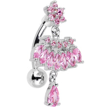 将图片加载到图库查看器,Pink CZ Chandelier Top Mount Dangle Belly Ring