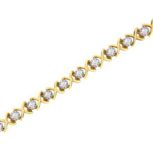 Load image into Gallery viewer, 10K Yellow Gold Plated Sterling Silver 1 cttw Diamond Link Bracelet (J-K Clarity, I1-I2 Color) - Size 7"