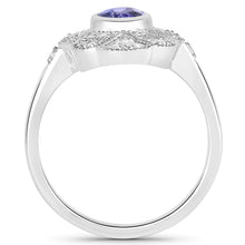 Load image into Gallery viewer, 1.17 Carat Genuine Tanzanite and White Topaz .925 Sterling Silver Ring