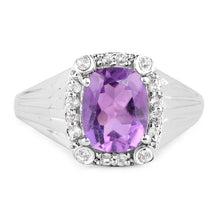 Load image into Gallery viewer, 2.13 Carat Genuine Amethyst and White Topaz .925 Sterling Silver Ring
