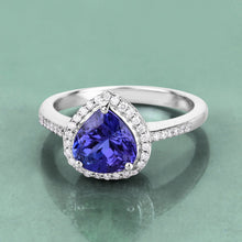 Load image into Gallery viewer, 2.33 Carat Genuine Tanzanite and White Diamond 14K White Gold Ring