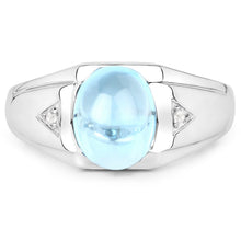 Load image into Gallery viewer, 3.67 Carat Genuine Swiss Blue Topaz and White Topaz .925 Sterling Silver Ring