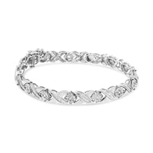 将图片加载到图库查看器,.925 Sterling Silver 1.0 Cttw Round-Brilliant and Baguette Cut Diamond Miracle-Set X-Link 7" Tennis Bracelet (I-J Color, I2-I3 Clarity)