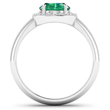 将图片加载到图库查看器,1.87 Carat Genuine Zambian Emerald and White Diamond 14K White Gold Ring