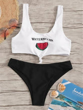 Load image into Gallery viewer, Beach Bikini Woman Lace Up Tie Strapless Leopard Swimsuit Women's Halter Bikini V Cut Bottom Lace Up Two Piece Swimsuits Female Push Up Ruffled Bow Bathing Suit Thong Swimwear