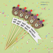 Load image into Gallery viewer, Bear Candle Birthday Cake Props Topper Card Cute Fantasy Cup Dessert Smiley Love Bear Table Dress Up Cake Props Party Cake Decor Supplies Toppers Birthday Cupcake Topper Various Cake Decorations for Birthday Party Photo Prop