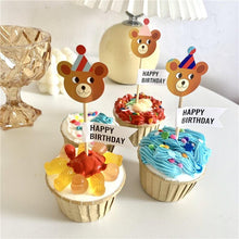 Load image into Gallery viewer, Bear Candle Birthday Cake Props Topper Card Cute Fantasy Cup Dessert Smiley Love Bear Table Dress Up Cake Props Party Cake Decor Supplies Toppers Birthday Cupcake Topper Various Cake Decorations for Birthday Party Photo Prop