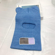 Load image into Gallery viewer, Bear Ears Balaclava Ladies 1 Hole Ski Mask Handmade Crochet Full Face Wooly Hat Cute Girl Winter Streetwear Warm Beanie Knitted Ski Full Face Covering Adult Winter Balaclava for Outdoor Sports Weather Balaclava Ski Mask for Men Windproof Thermal Beanie