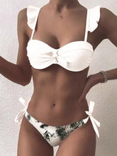 将图片加载到图库查看器,Beautiful Floral Push Up Women Bikini Push Up Bathing Suits Tie Knot Cute Ruffle Two Piece Swimsuits Swimsuit Female Swimwear Bra Cup Bikini Set High Cut Bathing Suit For Summer