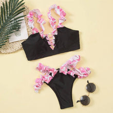 将图片加载到图库查看器,Beautiful Floral Push Up Women Bikini Push Up Bathing Suits Tie Knot Cute Ruffle Two Piece Swimsuits Swimsuit Female Swimwear Bra Cup Bikini Set High Cut Bathing Suit For Summer