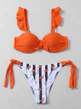将图片加载到图库查看器,Beautiful Floral Push Up Women Bikini Push Up Bathing Suits Tie Knot Cute Ruffle Two Piece Swimsuits Swimsuit Female Swimwear Bra Cup Bikini Set High Cut Bathing Suit For Summer