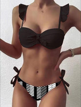 将图片加载到图库查看器,Beautiful Floral Push Up Women Bikini Push Up Bathing Suits Tie Knot Cute Ruffle Two Piece Swimsuits Swimsuit Female Swimwear Bra Cup Bikini Set High Cut Bathing Suit For Summer