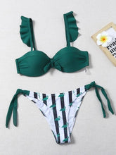 将图片加载到图库查看器,Beautiful Floral Push Up Women Bikini Push Up Bathing Suits Tie Knot Cute Ruffle Two Piece Swimsuits Swimsuit Female Swimwear Bra Cup Bikini Set High Cut Bathing Suit For Summer