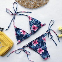 Load image into Gallery viewer, Beautiful Multicolored Women High Waist Bikini Swimwear Women Halter Push Up Bikini Set Swimsuit Women's Flower Print Bikini High Waist Beach Swimsuits Sporty Two Piece Bathing Suit Female Beach Wear Bathing Suit