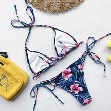 Load image into Gallery viewer, Beautiful Multicolored Women High Waist Bikini Swimwear Women Halter Push Up Bikini Set Swimsuit Women's Flower Print Bikini High Waist Beach Swimsuits Sporty Two Piece Bathing Suit Female Beach Wear Bathing Suit