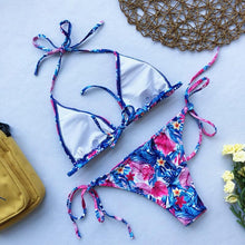 Load image into Gallery viewer, Beautiful Multicolored Women High Waist Bikini Swimwear Women Halter Push Up Bikini Set Swimsuit Women's Flower Print Bikini High Waist Beach Swimsuits Sporty Two Piece Bathing Suit Female Beach Wear Bathing Suit