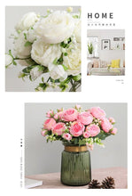 Load image into Gallery viewer, Beautiful Rose Peony Artificial Silk Eucalyptus Fake Flowers Small bouquet Flores Home Party Spring Wedding Decoration Artificial Silk Rose Flower Bouquet Lifelike Fake Rose for Wedding Home Party Decoration Event Gift