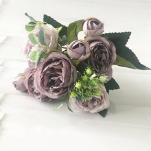 Load image into Gallery viewer, Beautiful Rose Peony Artificial Silk Eucalyptus Fake Flowers Small bouquet Flores Home Party Spring Wedding Decoration Artificial Silk Rose Flower Bouquet Lifelike Fake Rose for Wedding Home Party Decoration Event Gift