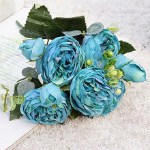Load image into Gallery viewer, Beautiful Rose Peony Artificial Silk Eucalyptus Fake Flowers Small bouquet Flores Home Party Spring Wedding Decoration Artificial Silk Rose Flower Bouquet Lifelike Fake Rose for Wedding Home Party Decoration Event Gift