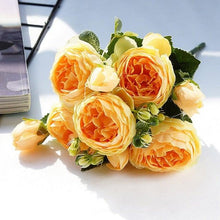 Load image into Gallery viewer, Beautiful Rose Peony Artificial Silk Eucalyptus Fake Flowers Small bouquet Flores Home Party Spring Wedding Decoration Artificial Silk Rose Flower Bouquet Lifelike Fake Rose for Wedding Home Party Decoration Event Gift
