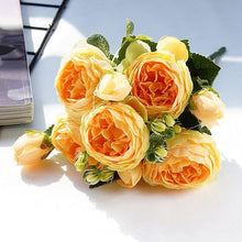 Load image into Gallery viewer, Beautiful Rose Peony Artificial Silk Eucalyptus Fake Flowers Small bouquet Flores Home Party Spring Wedding Decoration Artificial Silk Rose Flower Bouquet Lifelike Fake Rose for Wedding Home Party Decoration Event Gift